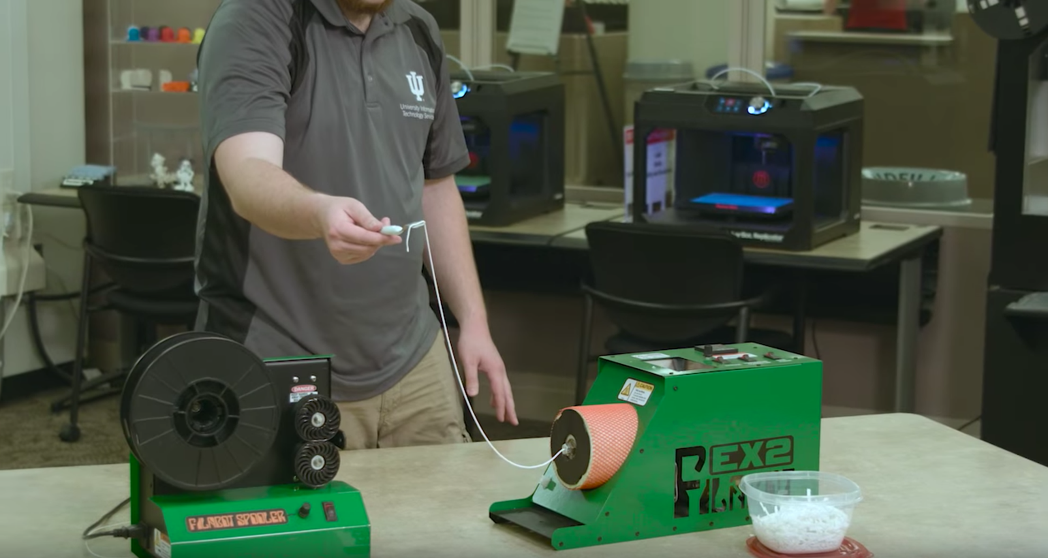 Recycling and creating 3D printing materials at Indiana University